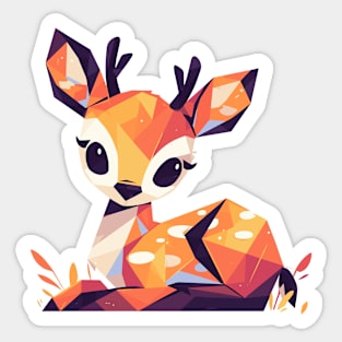 Geometrical Colorful Fawn. Adorable Mosaic Cute Kawaii Simple Animal Deer Sticker